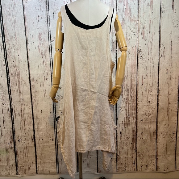 Lin Bohème Linen Lagenlook Jumper Smock Apron Pinafore Tunic Dress Oversized O/S - Picture 7 of 16
